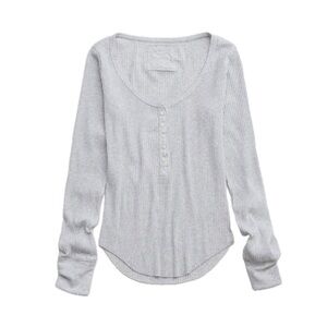 Aerie Essential Henley Layering T-Shirt Light Heather Gray - NWT & packaging!